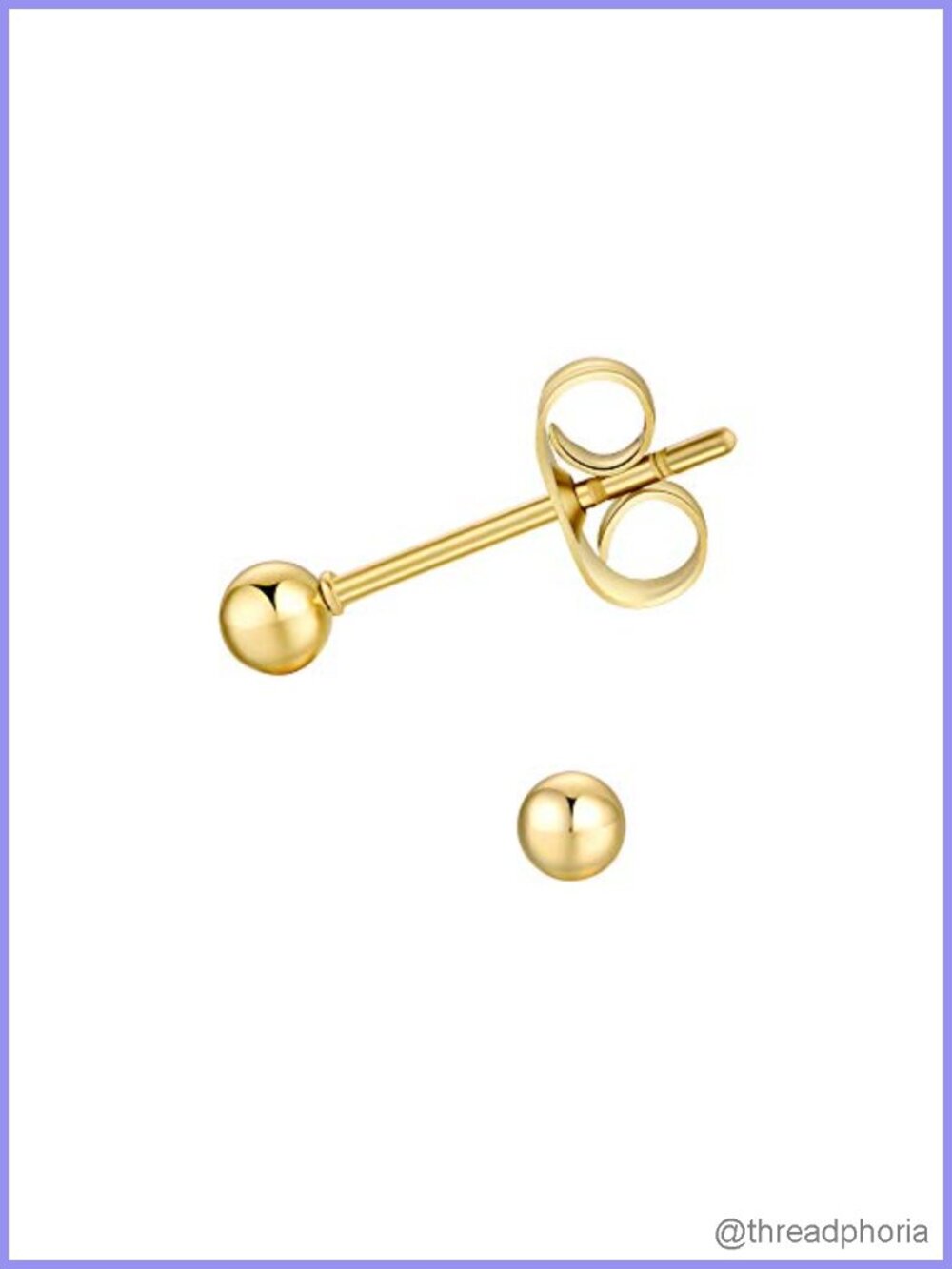 14K Gold Plated Ball Stud Earrings Set Surgical Stainless Steel Hypoallergenic